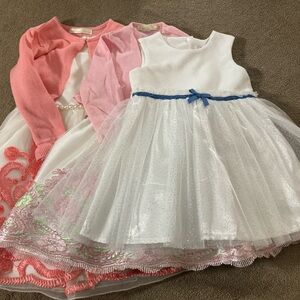 White Tulle Dress with Blue Ribbon Accent